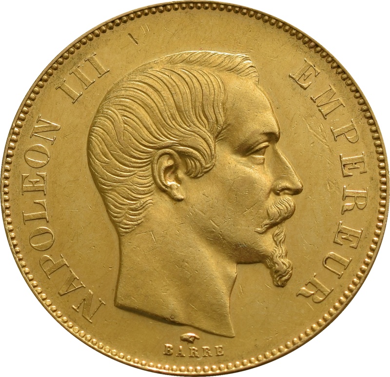 50 French Francs Napoleon III Bare Head