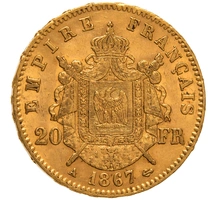 20 Francs Or Napoléon III Tête Laurée 1867 A