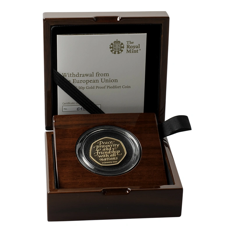 Gold Proof 2020 Piedfort Fifty Pence Piece - Withdrawal from the European Union Boxed