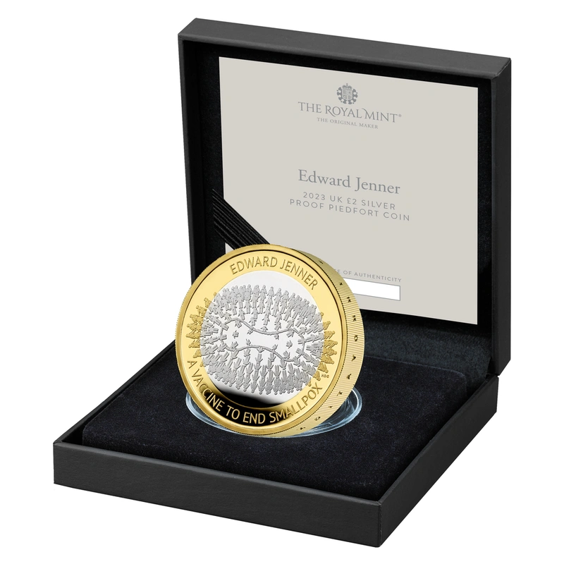 Pièce 2 Livres Argent Edward Jenner 2023 BE Piéfort en Boîte