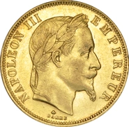 Pièce 50 Francs Or Napoléon III Tête Laurée