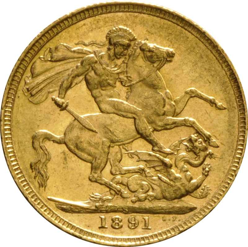 Pièce Souverain Or 1891 Victoria Tête Jubilée (S)