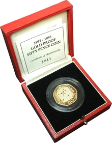 Pièce 50 Pence Or 1993 Présidence de l'UE BE en Boîte