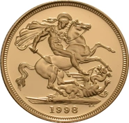 Pièce Souverain Or 1998 Elisabeth II 4ème Tête BE