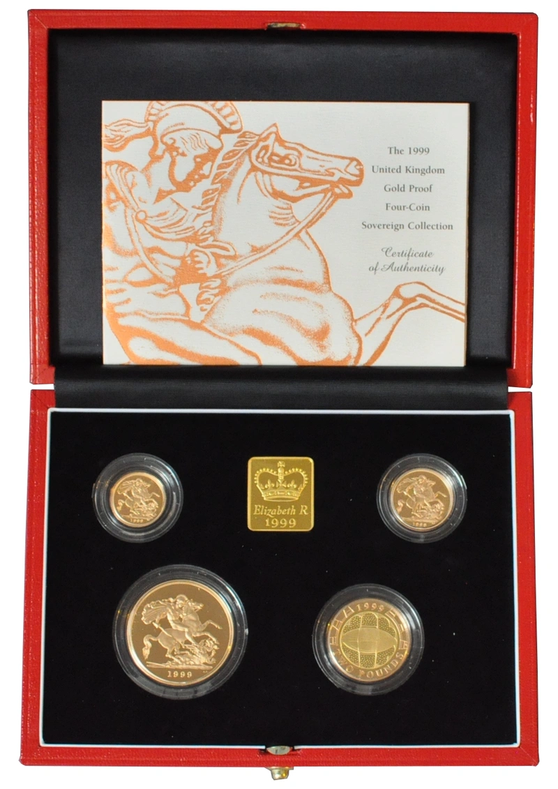 4 Pièces Souverains Or 1999 BE en Boîte