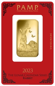 Lingot d'or de 1 once - PAMP 2023 Année du Lapin