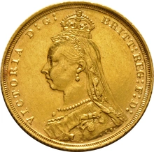 Pièce Souverain Or 1890 Victoria Tête Jubilée