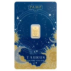 0.5g Lingot d'Or PAMP Zodiac Taurus Minted