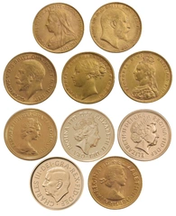 10 Pièces Souverains Or Portraits