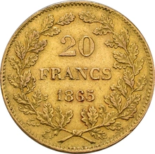 Pièce 20 Francs Or Belges Leopold I Tête Nue