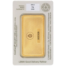 Lingot d'Or 50g C. Hafner