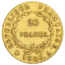 20 Francs Or Napoléon I Tète Nue 1806 A