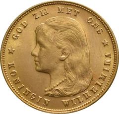Pièce 10 Florins Or Néerlandais Wilhelmine Jeune 1897