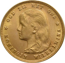 10 Florins Or Néerlandais Wilhelmine Jeune 1897
