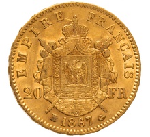 20 Francs en or - Napoléon III Tête laurée 1867 BB