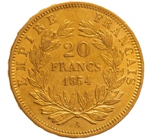 20 Francs Or Napoléon III Tête Nue 1854 A