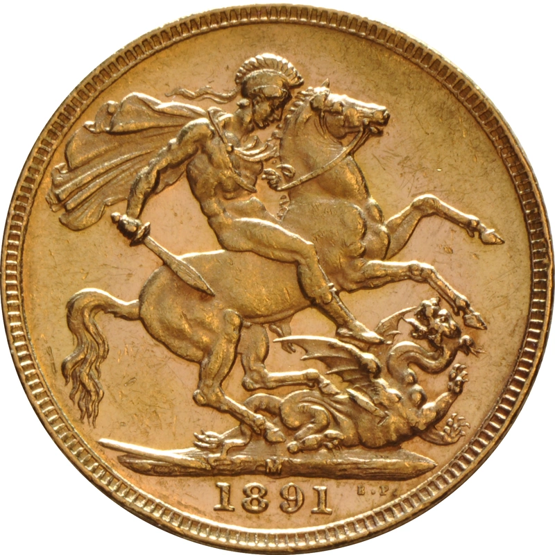 Pièce Souverain Or 1891 Victoria Tête Jubilée (M)