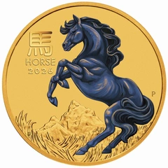 Pièce Perth Mint Lunar Or Colorée 1/10 Once 2026 Année du Cheval