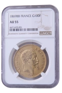 1869 Napoléon III 100 Francs Or BB Strasbourg NGC AU55