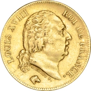 Pièce 40 Francs Or Louis XVIII 1816 à 1824