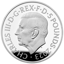 Pièce 5 Livres Argent 2023 75ème Anniversaire Charles III en Boîte