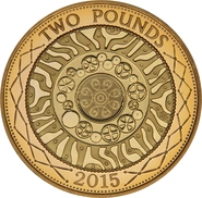 Pièce d'or de 2 livres sterling de 2015 (double souverain) Technologies Quatrième portrait