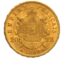 Pièce 20 Francs Or 1869 Napoléon III A