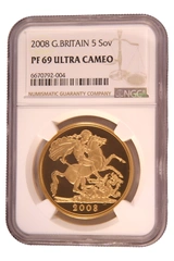 Pièce Quintuple Souverain Or 2008 NGC PF69