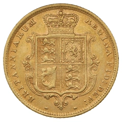 Demi Souverain en or – Reine Victoria tête jeune (écusson) 1838 à 1887