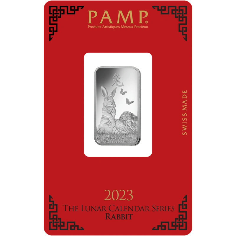 Lingot d'Argent 10g Pamp 2023 Année du Lapin