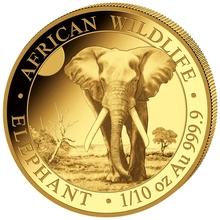 Pièce d'or éléphant somalien de 1/10 once 2025