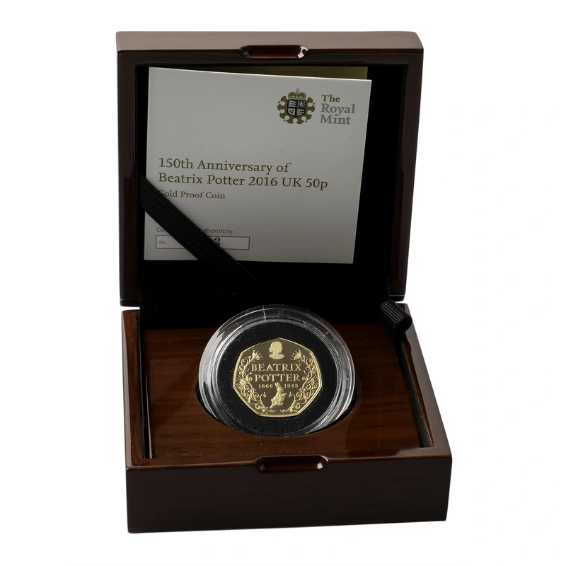 Gold Proof 2016 Fifty Pence 50p Beatrix Potter Boxed