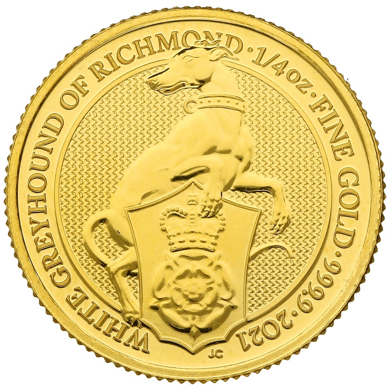 Collection Royal Mint Queen's Beasts Or 1/4 Once 2021 le Lévrier Blanc de Richmond