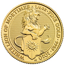 Collection Royal Mint Queen's Beasts en or 1/4 once - Le Lion Blanc de Mortimer en coffret