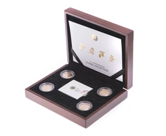 4 Pièces Royal Mint 1 Livre Or 2013 Collection Florale BE en Boîte