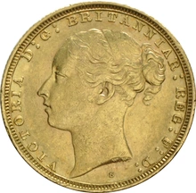 Pièce Souverain Or Victoria Tête Jeune 1876 (S)