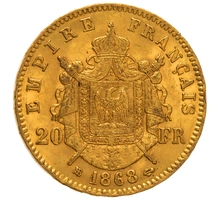 Pièce 20 Francs Or 1868 Napoléon III BB