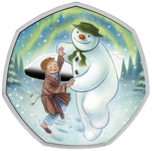 Pièce 50 Pence Argent 2023 Le Bonhomme de Neige BE en Boîte