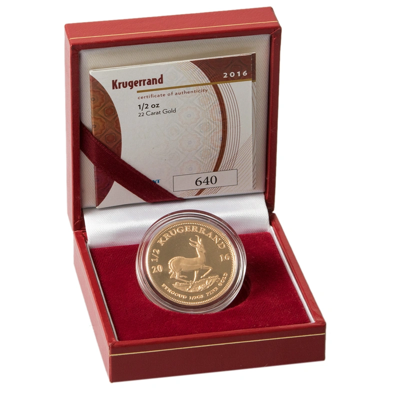 Pièce Krugerrand Or 1/2 Once 2016 BE en Boîte