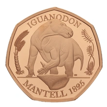 Pièce 50 Pence Or 2020 Dinosaures Iguanodon BE en Boîte
