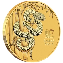 Pièce Perth Mint Lunar Or 1/10 Once 2025 Année du Serpent