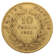 Pièce 10 Francs Or 1865 Napoléon III BB
