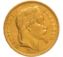 Pièce 20 Francs Or Napoléon III Tête Laurée 1863 BB
