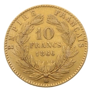 Pièce 10 Francs Or 1866 Napoléon III BB