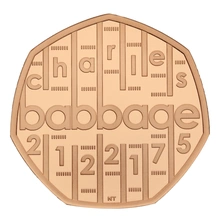 Pièce 50 Pence Or 2021 Charles Babbage BE en Boîte