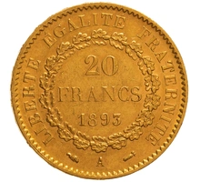 20 Francs Or Génie 3ème République 1893 A