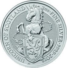 Royal Mint Queen's Beasts Argent 2 Onces Licorne d'Ecosse en Coffret