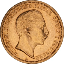 Pièce 10 Mark Or Allemand Wilhelm II 1890 à 1912