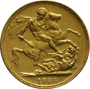 Pièce Souverain Or 1886 Victoria Tête Jeune M