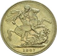 Pièce Souverain Or Victoria Tête Jeune 1887 (M)